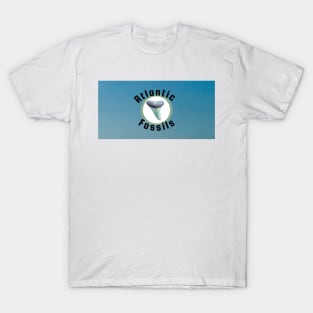 Sky Blue Atlantic Fossils Shark Tooth White Circle Print T-Shirt